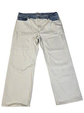 Abercrombie & Fitch The 90s Relaxed Jean High Rise Two Tone White Blue 18 Short